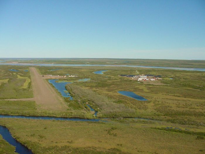 Umiat, looking northeast (050 degrees magnetic). A flight over to Umiat was required on Tuesday to refuel the aircraft for the trip home later in the week.