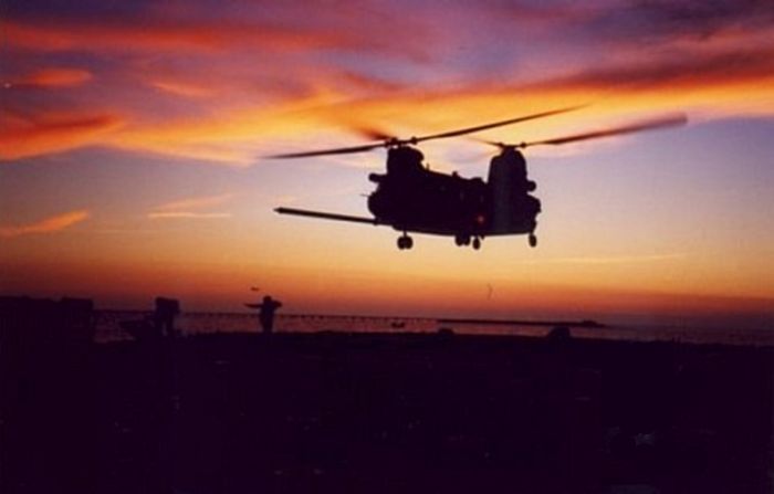 A MH-47E at Sunset.