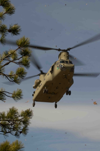 24 February 2009: CH-47F Chinook helicopter 04-08717 operating at an unknown location near Simmons Army Airfield (KFBG), Fort Bragg, North Carolina.