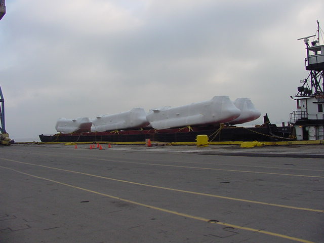 Six old Augusta built Egyptian C models arriving at the port in Pennsylvania for refit, circa 2002.