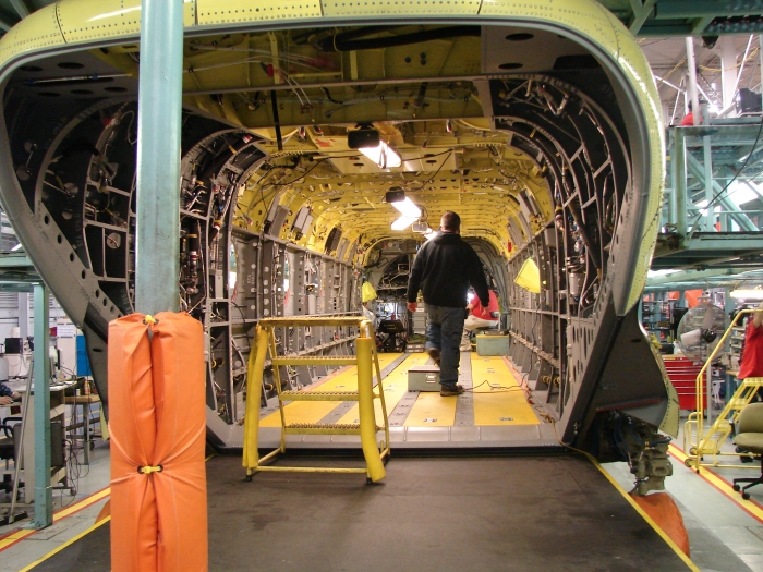 29 January 2010: A look inside the walls of the Boeing Helicopters Center 3 South facility in Ridley Park, Pennsylvania.